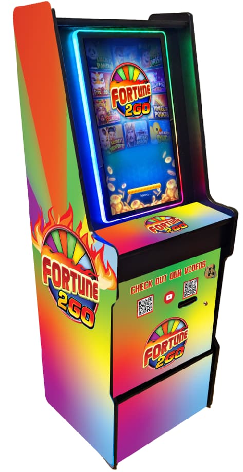 Fortune 2GO custom vinyl wrap on a kiosk cabinet
